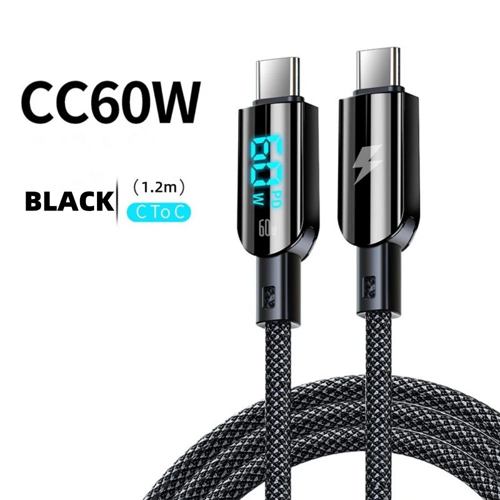 100W USBC Cable With Digital Display PD Fast Charging USBC Cable For Phones Laptops 7