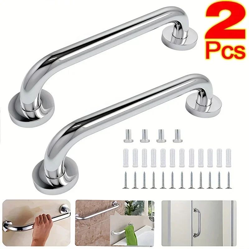 SecureGrip Stainless Steel Bathroom Grab Bar For Elderly Disabled Support 0