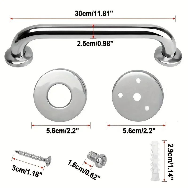 SecureGrip Stainless Steel Bathroom Grab Bar For Elderly Disabled Support 5