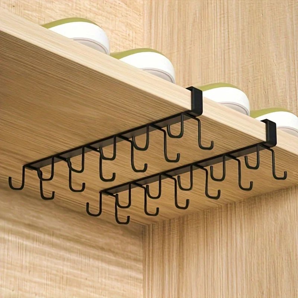 Double Row Adhesive Wall Hooks Kitchen Hanging Rack Organizer 1