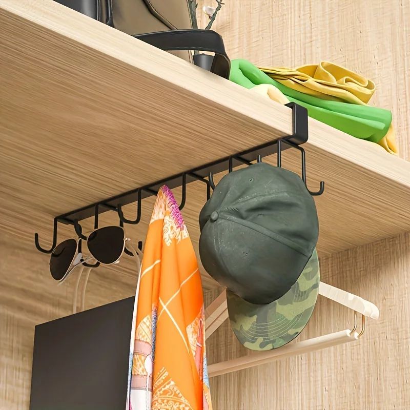 Double Row Adhesive Wall Hooks Kitchen Hanging Rack Organizer 2