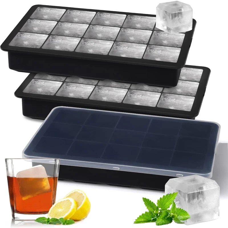 Premium 15Grid Silicone Ice Cube Mold Large Ice Cube Tray For Whiskey Cocktails 1