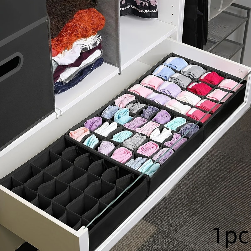 24Grid Drawer Organizer For Underwear Socks Accessories Foldable Closet Storage Box 0