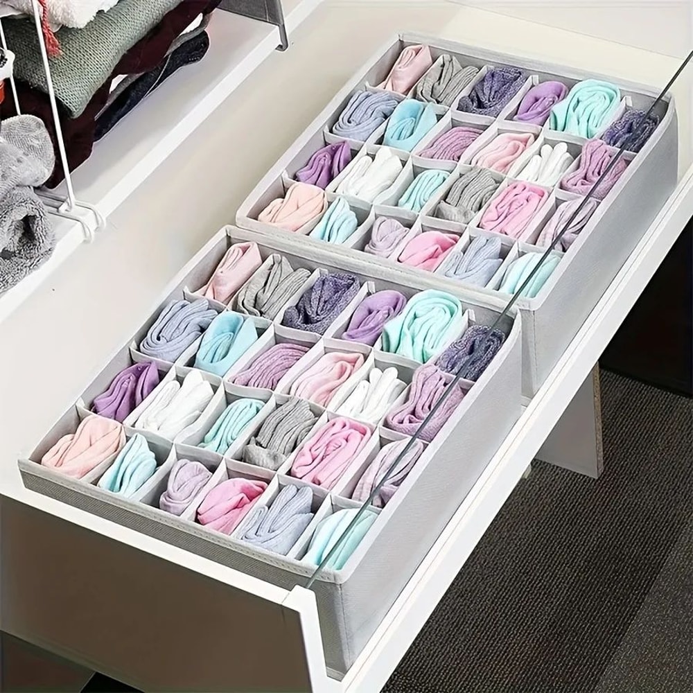 24Grid Drawer Organizer For Underwear Socks Accessories Foldable Closet Storage Box 1