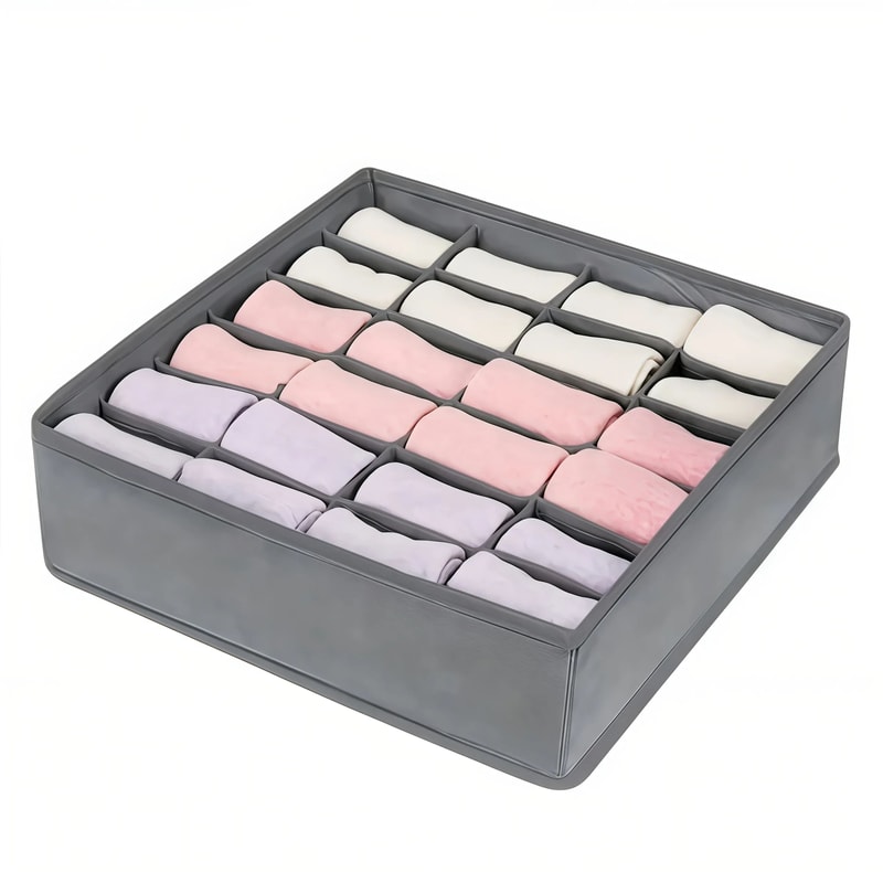 24Grid Drawer Organizer For Underwear Socks Accessories Foldable Closet Storage Box 2