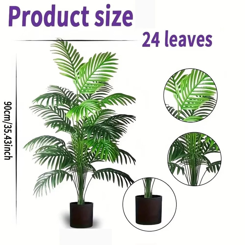 Artificial Areca Palm Tree In Pot Lush Faux Indoor Plant Decor For Home Office 2