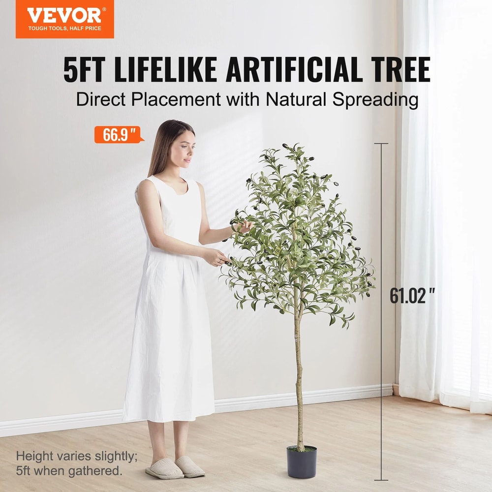 Realistic Artificial Olive Tree For Home Decor Tall Faux Indoor Tree With AntiTip Base 0