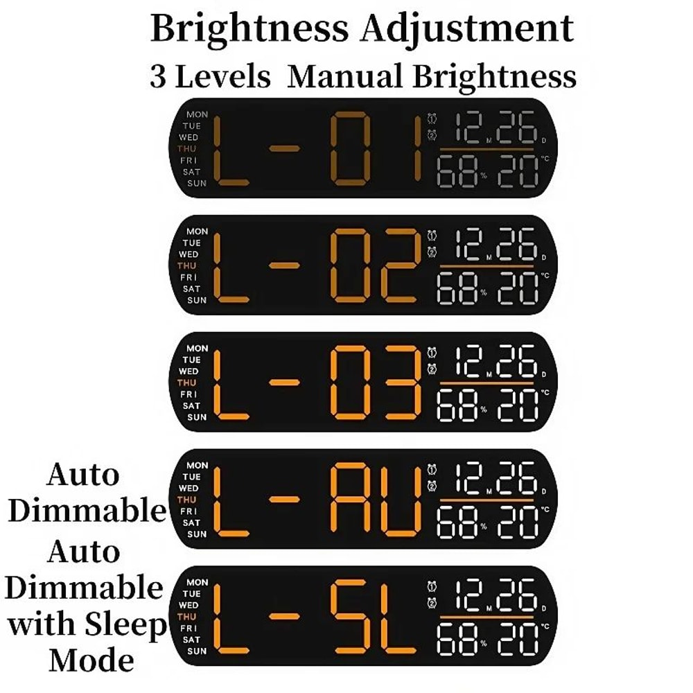Smart LED Digital Alarm Clock With Temperature Humidity Display 4