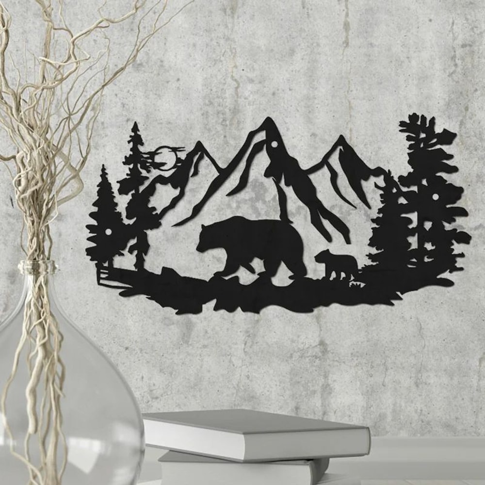 Rustic Bear Metal Wall Decor For Cabin Lodge Living 2