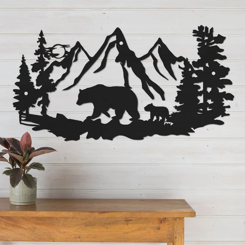 Rustic Bear Metal Wall Decor For Cabin Lodge Living 3