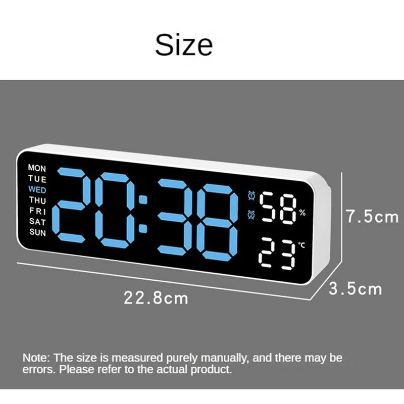 9Inch Large Digital Wall Clock With Temperature Humidity AutoDimming Alarm Display 5