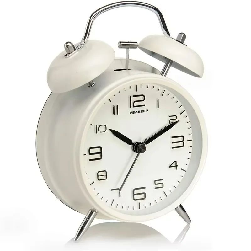 Classic Loud Twin Bell Alarm Clock With Backlight Retro Metal Desk Clock Battery Operated 7
