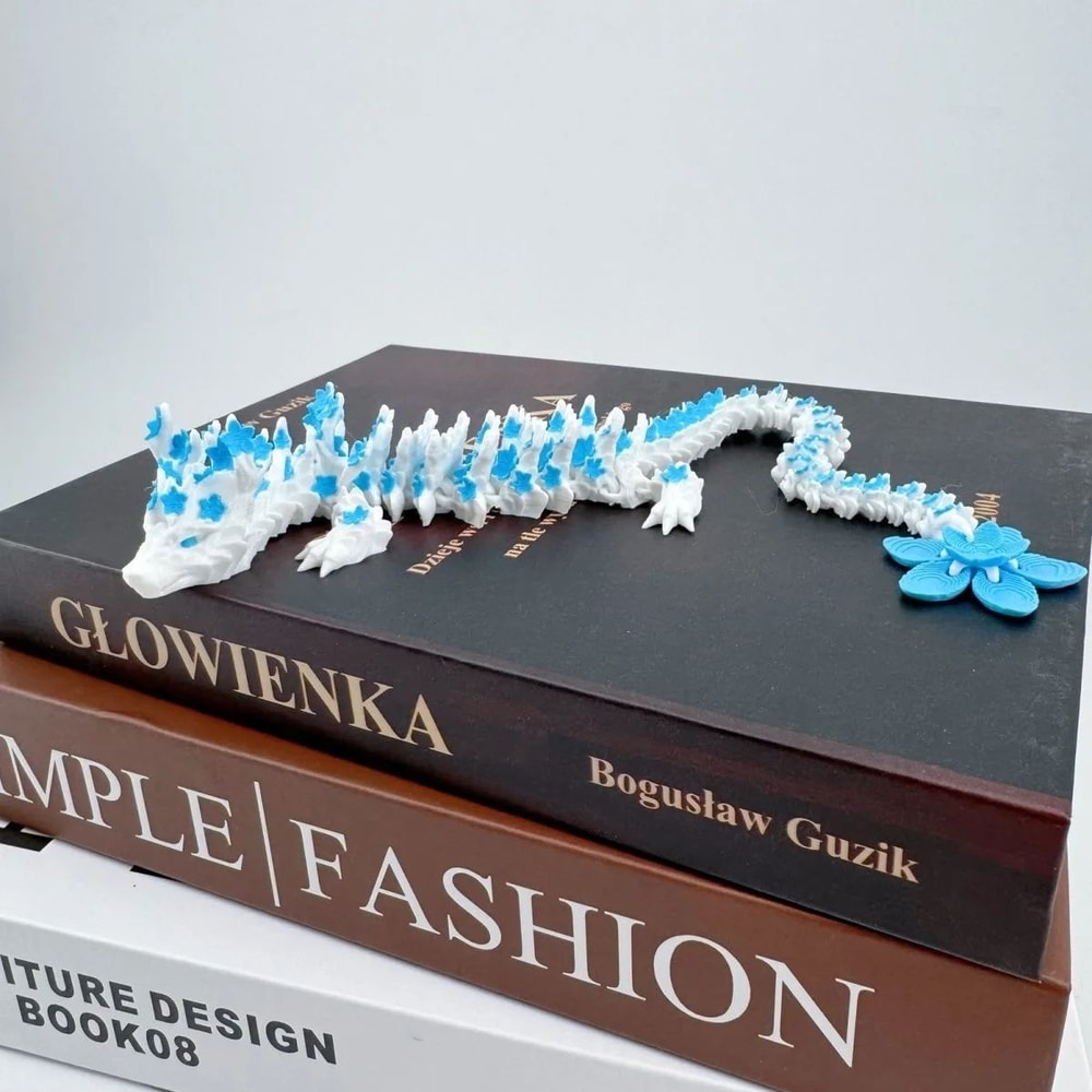 Cherry Blossom 3D Printed Dragon Articulated Figure Flexible Fantasy Desk Decor Gift 3