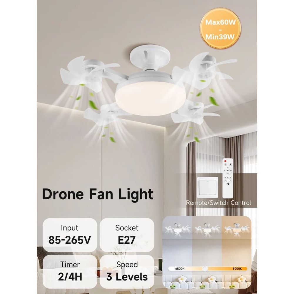 Modern LED Ceiling Fan With Light Remote Control 3Speed Low Profile Cooling Solution 7