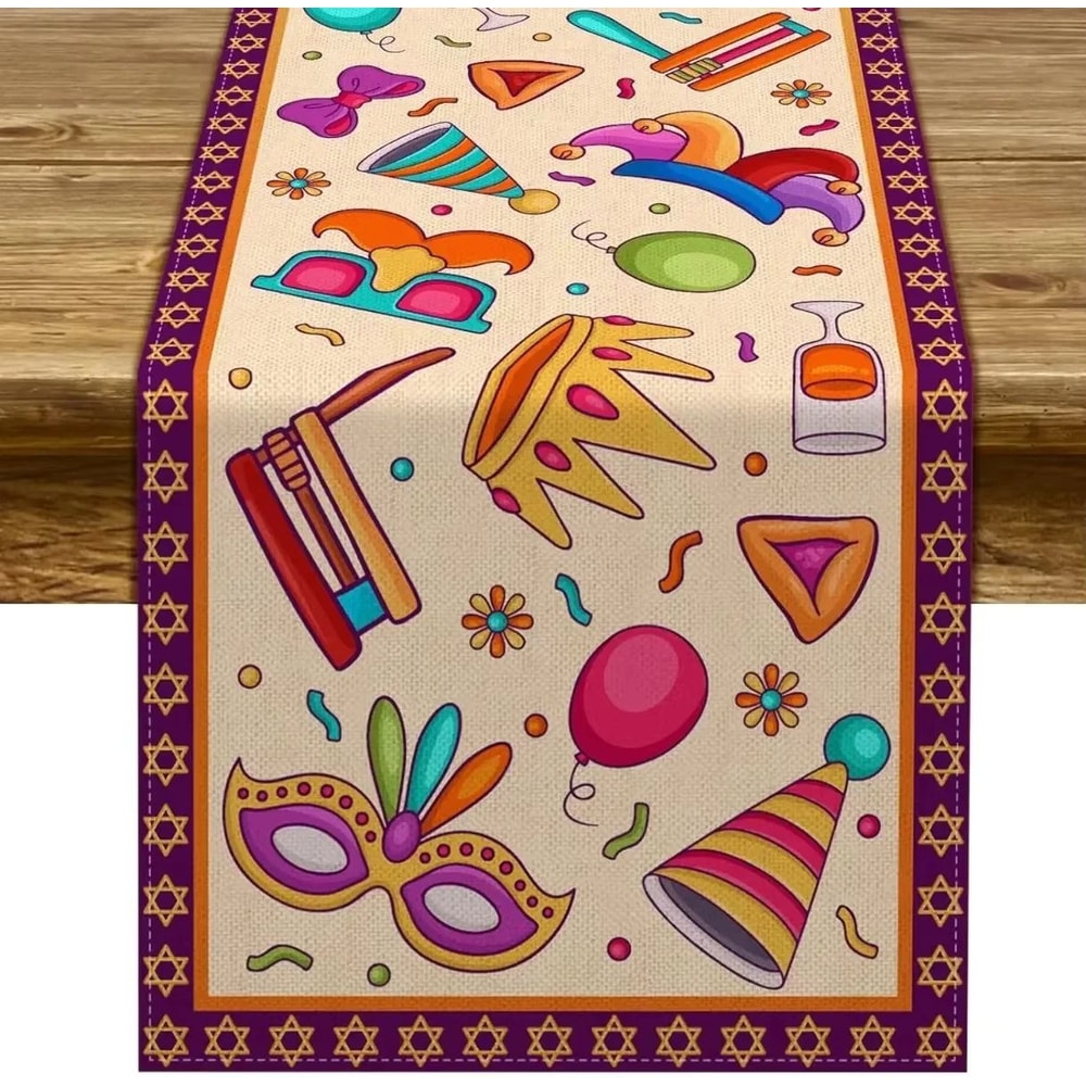 Happy Purim Purim Table Runner For Jewish Holiday Table Decor 0