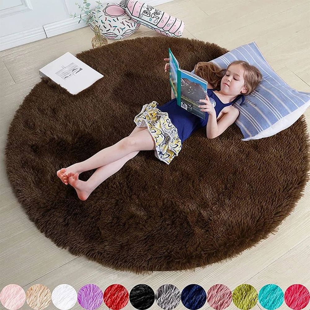 Blush Cloud Fluffy Round Rug Soft Plush Shaggy Bedroom Carpet For Kids Cozy Living Spaces 4
