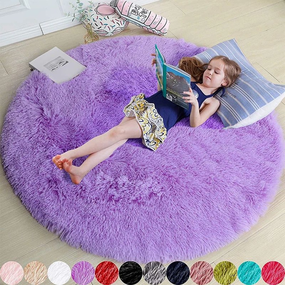 Blush Cloud Fluffy Round Rug Soft Plush Shaggy Bedroom Carpet For Kids Cozy Living Spaces 11
