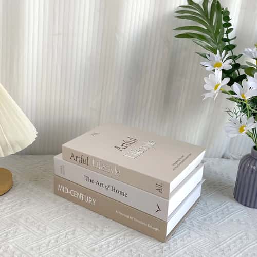 Neutral Decorative Fake Books Set of 3 for Coffee Table Decor and Bookshelf Styling