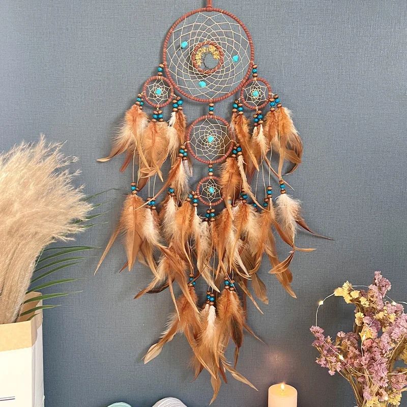 Boho Tree Of Life Dream Catcher Wall Decor With Natural Stones Wind Chimes 8
