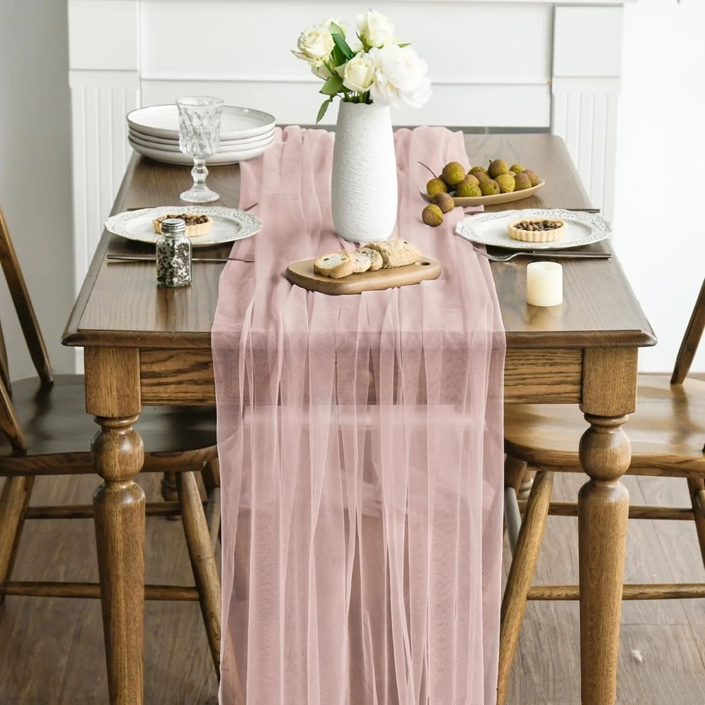 Elegant Gauze Table Runner For Weddings Parties Rustic Table Decor 3