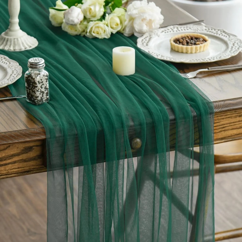 Elegant Gauze Table Runner For Weddings Parties Rustic Table Decor 12