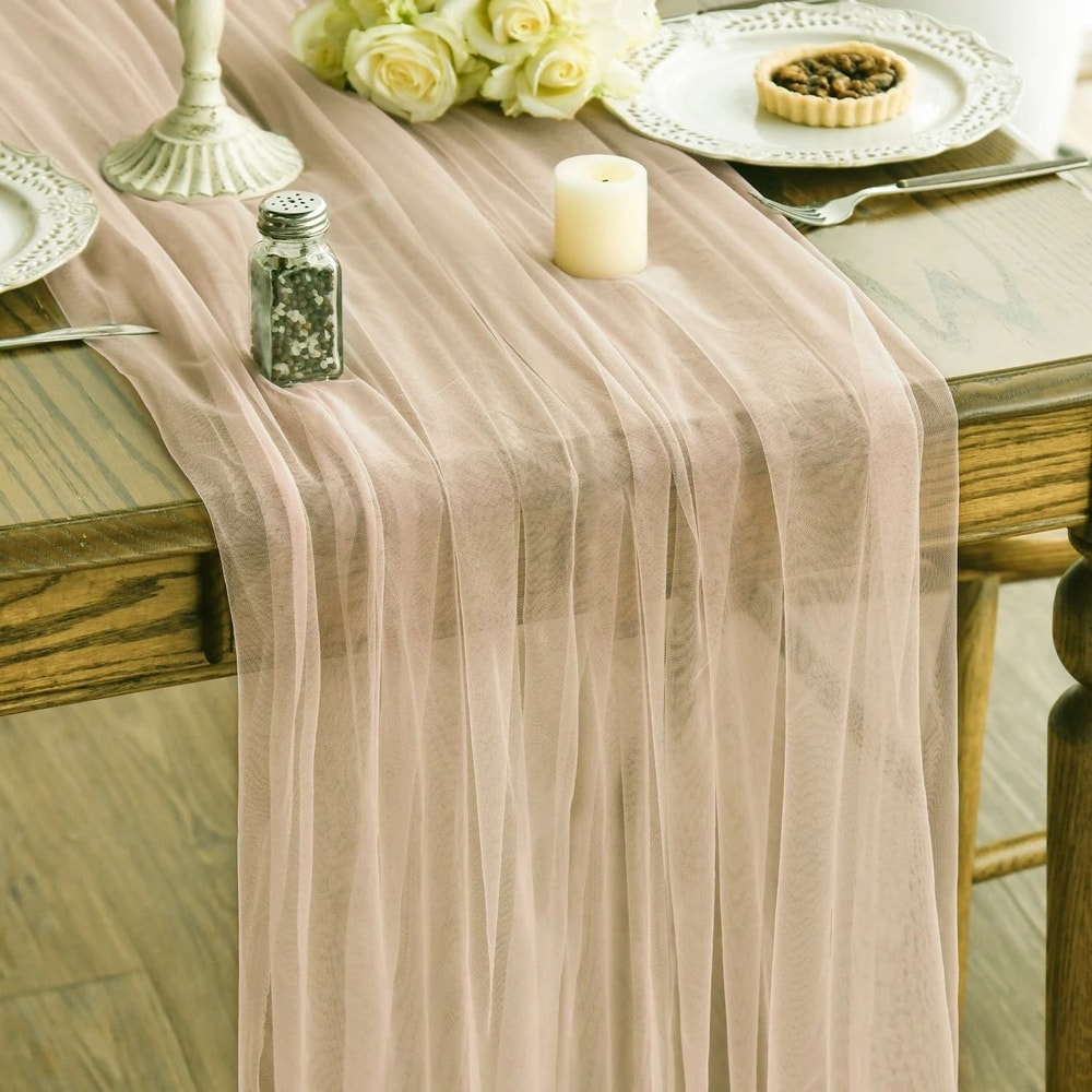 Elegant Gauze Table Runner For Weddings Parties Rustic Table Decor 6