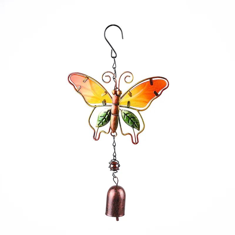 Serenity Glow Outdoor Wind Chime With Hummingbird Dragonfly Glass Art 12