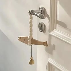 lightweight wooden fish car ornament with bell hangable pollack door pendant ultra-thin fish wall art bedroom