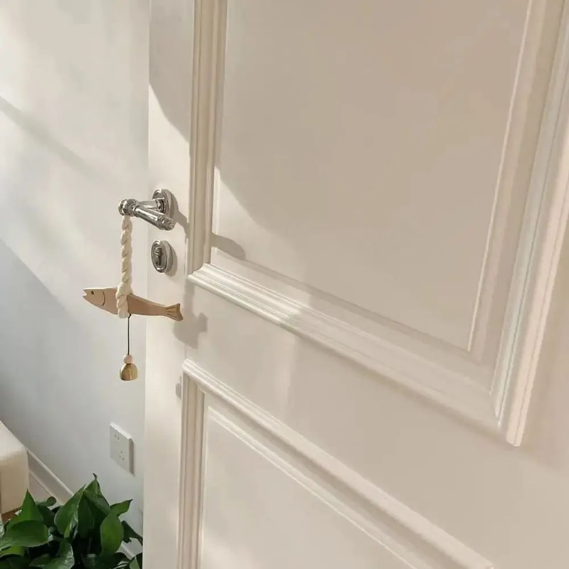 Lightweight Wooden Fish Car Ornament With Bell Hangable Pollack Door Pendant Ultrathin Fish Wall Ar 2