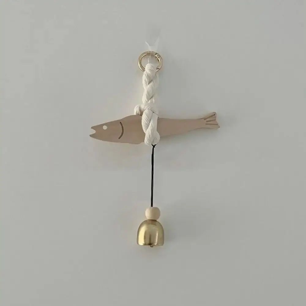 Lightweight Wooden Fish Car Ornament With Bell Hangable Pollack Door Pendant Ultrathin Fish Wall Ar 1