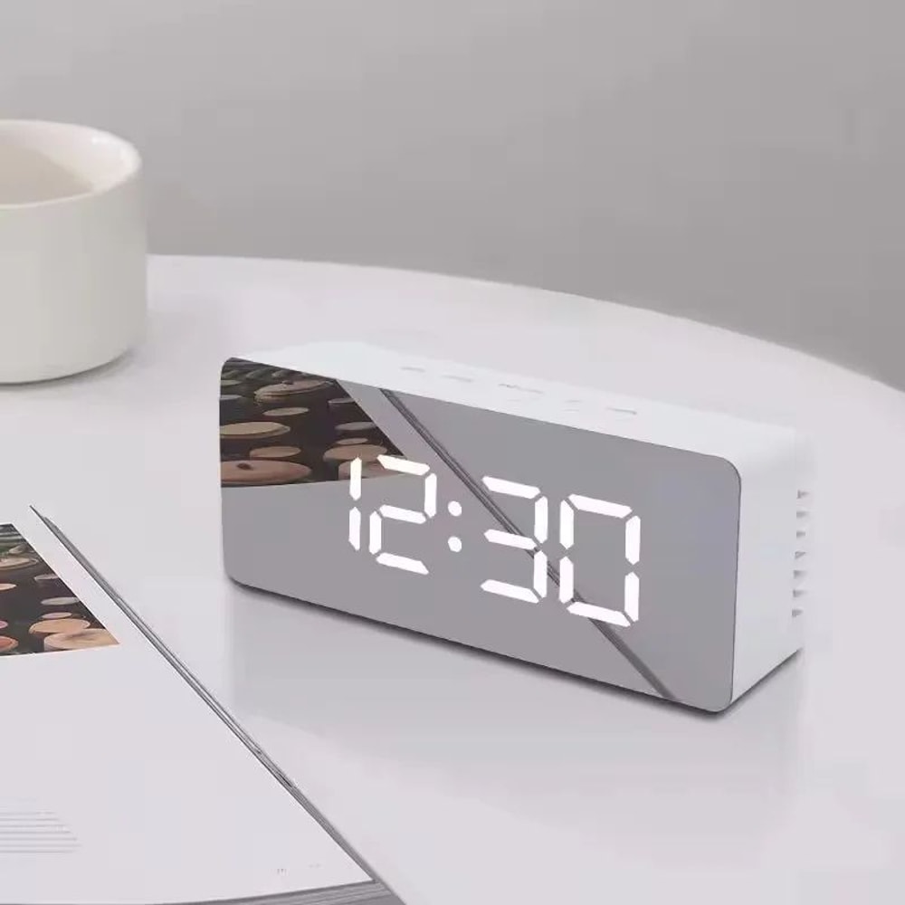 Smart LED Mirror Alarm Clock USB Digital Desk Clock With Snooze Night Display 3