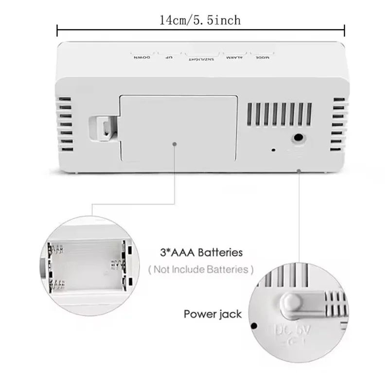 Smart LED Mirror Alarm Clock USB Digital Desk Clock With Snooze Night Display 4