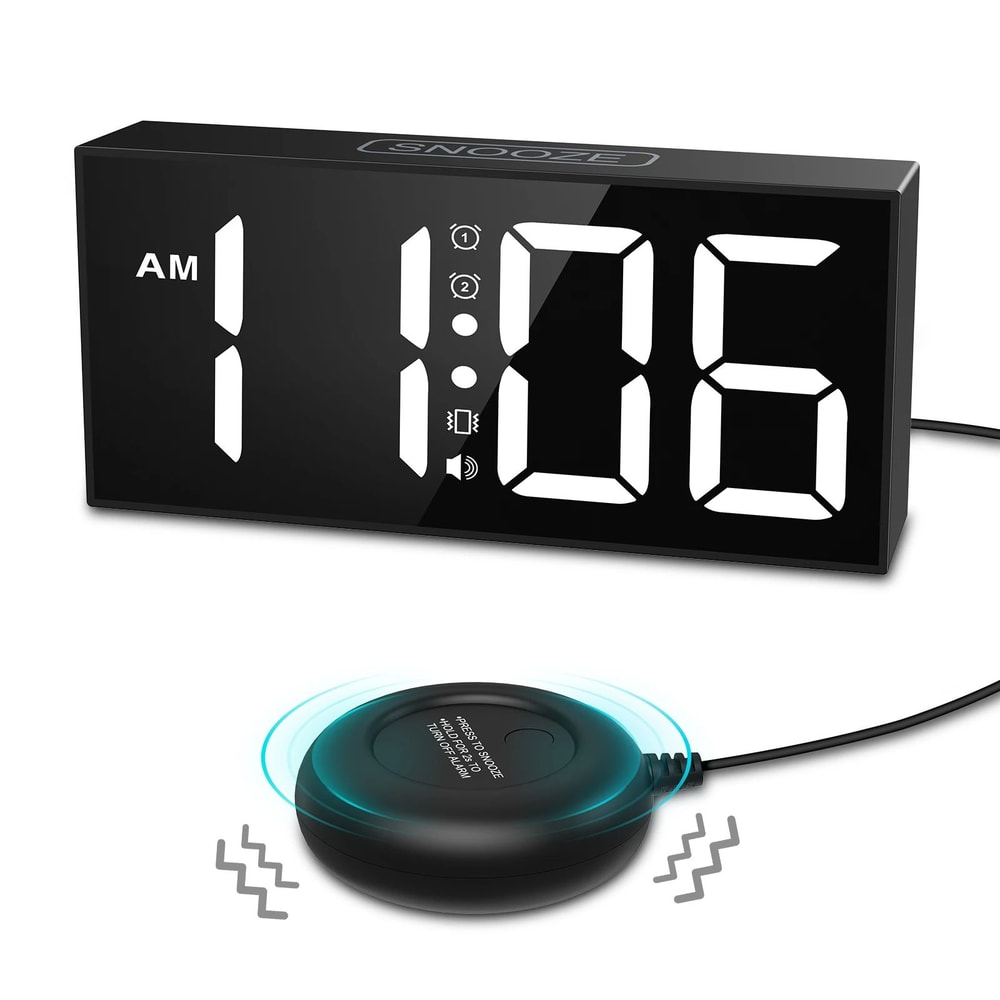 ORIA Vibrating Alarm Clock With Bed Shaker Loud Alarm Clock For Heavy Sleepers Hearing Impaired L 0