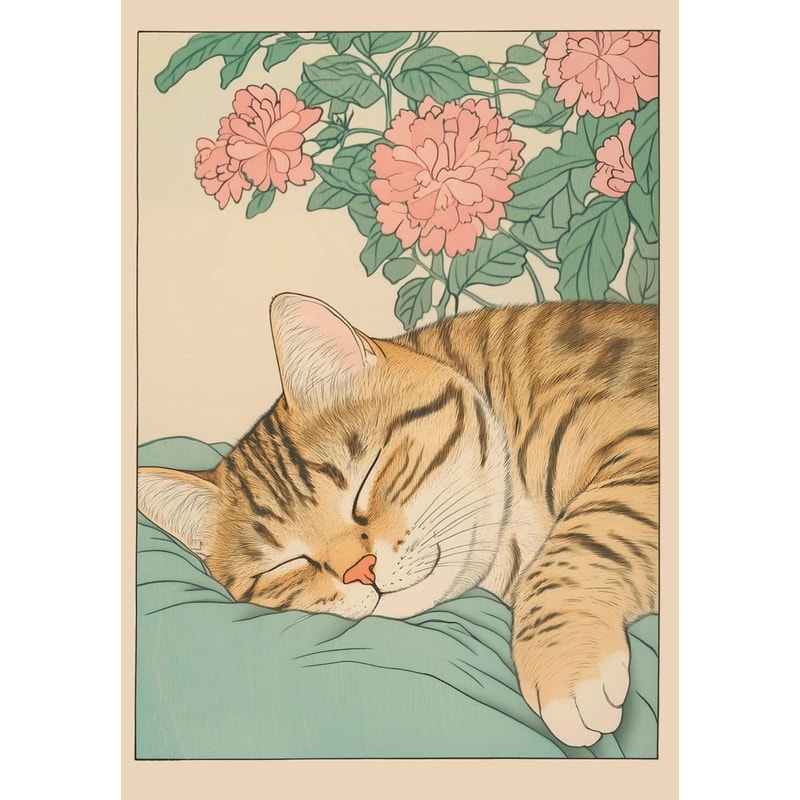 Japandi Cat Bath Canvas Print Funny Cat Wall Art For Stylish Bathroom Wall Decor 11