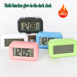 smartglow digital alarm clock with backlight, snooze, calendar and temperature display