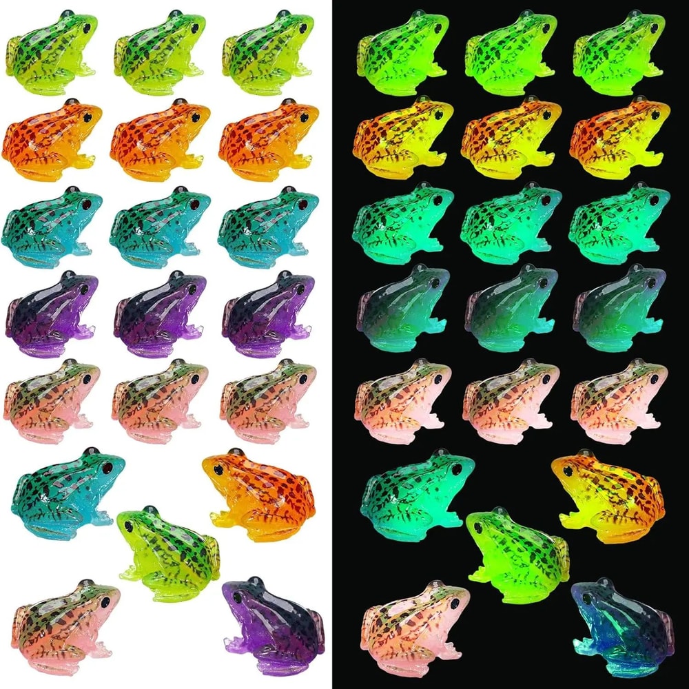Glow Miniature Frog Figurines Set Luminous Resin Frogs For Terrarium Decor Fairy Gardens 0