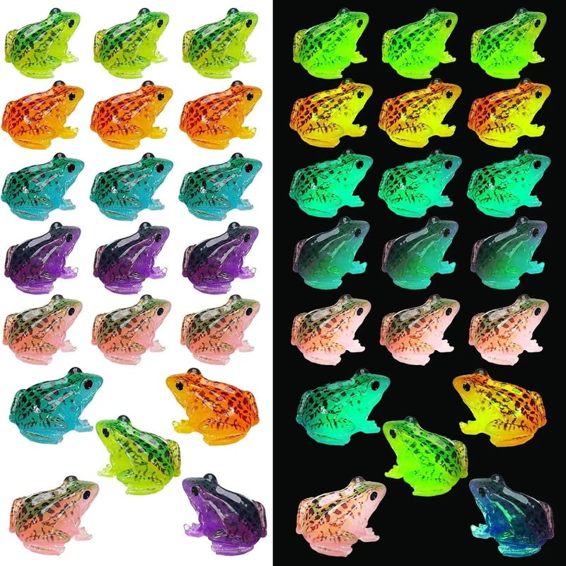 Glow Miniature Frog Figurines Set Luminous Resin Frogs For Terrarium Decor Fairy Gardens 0