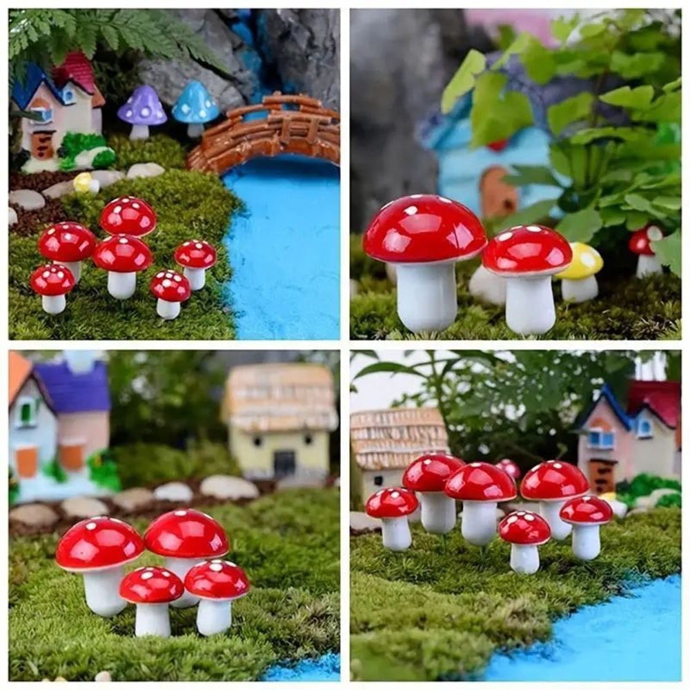 Mini Fairy Garden Mushroom Decor Set Resin Miniature Mushrooms For Bonsai Terrariums DIY Fairy Ga 5