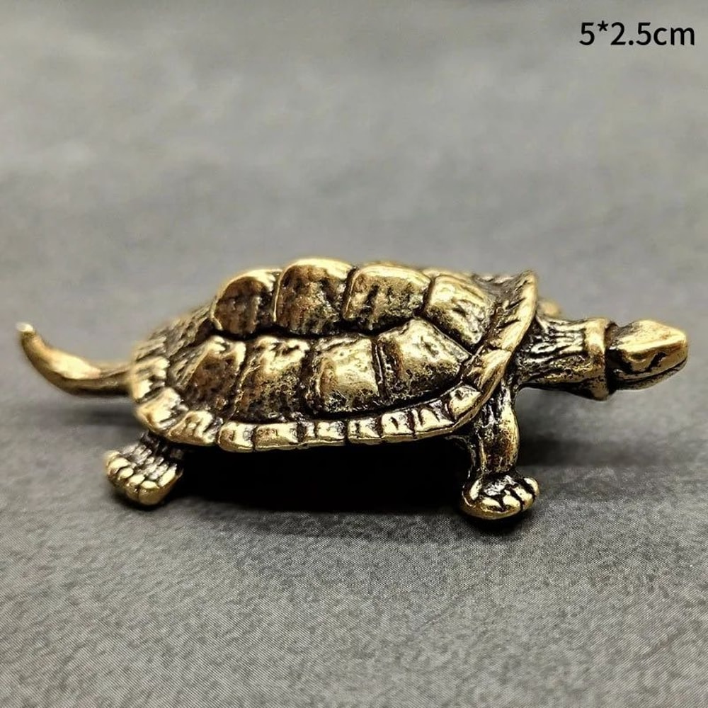 Feng Shui Turtle Brass Figurine For Wealth And Protection Vintage Desk Decor Turtle 6