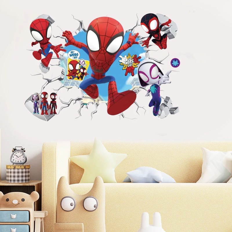 Spiderman Wall Stickers For Kids Room Removable Superhero Wall Decor Decals 3