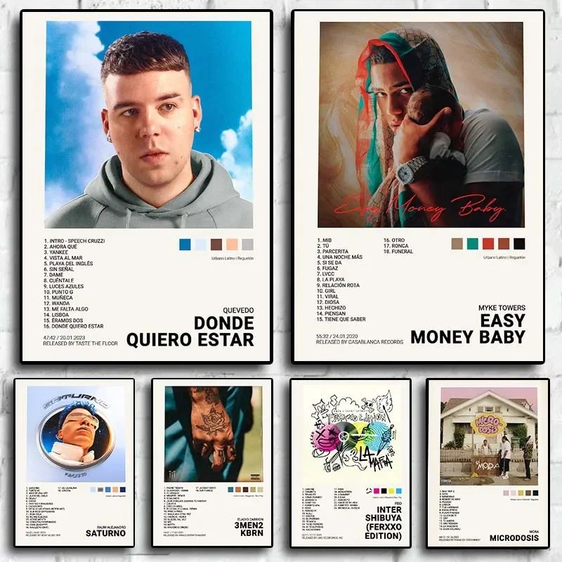 Quevedo Latin Rap Stars Music Wall Art Canvas Aesthetic Hip Hop Room Decor Poster 0