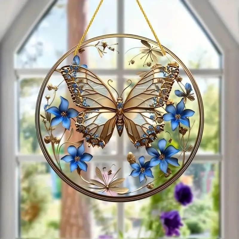 Butterfly Stained Glass Suncatcher Window Hanging Decor 4