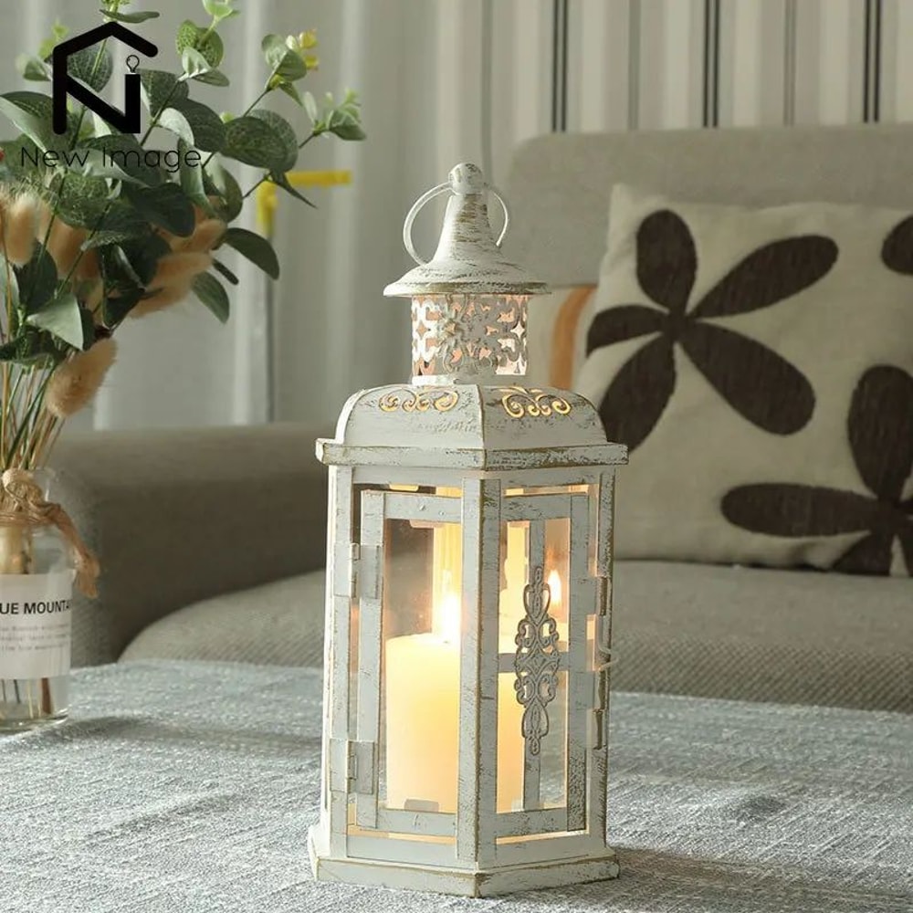 Vintage Metal Hanging Lantern Candle Holder For Indoor Outdoor Decor 0