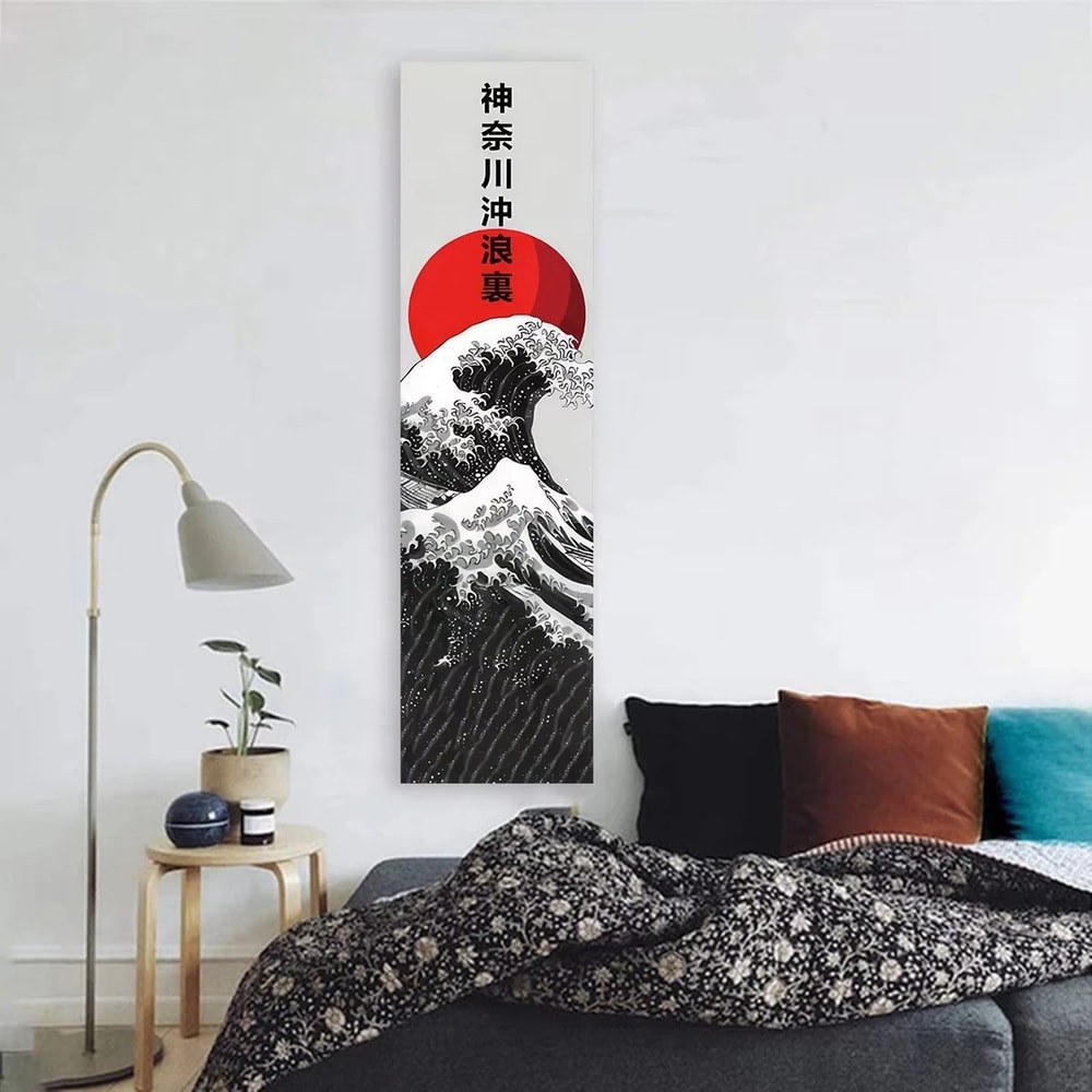 Japanese Wave Tapestry Red Sun Wall Art For Aesthetic Home Decor 3