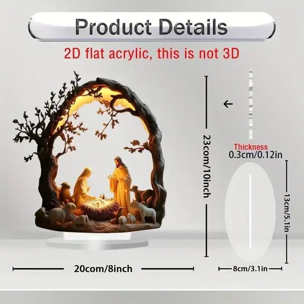 GraceLight Acrylic Nativity Scene Tabletop Ornament Clear Christian Christmas Decoration For Shelf 13