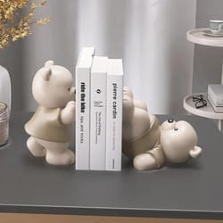cream bear bookends decorative book holder for cute home decor