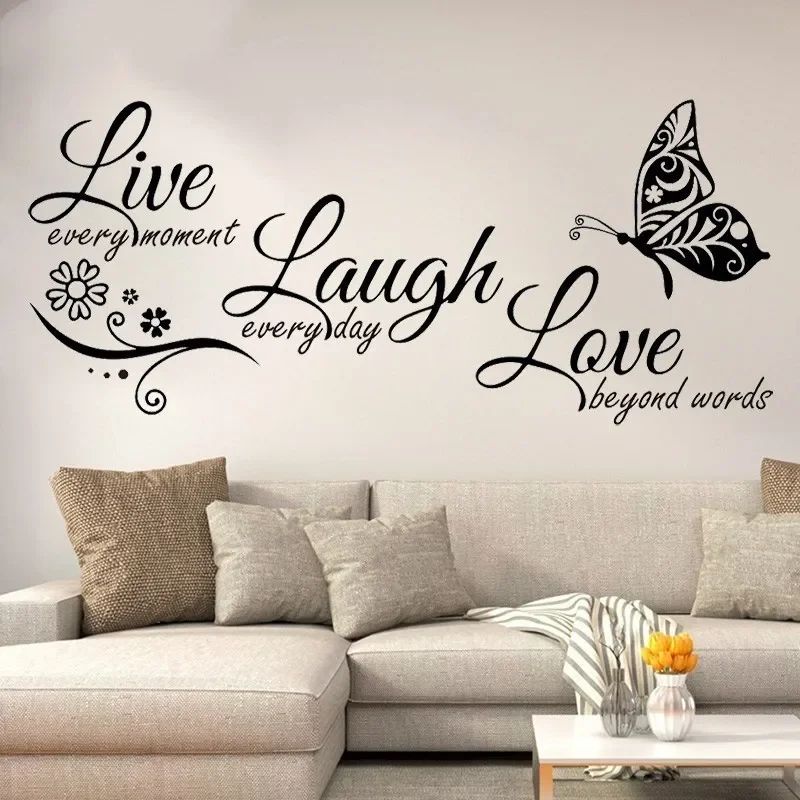 Live Laugh Love Butterfly Wall Decal For Living Room Floral Vinyl Wall Art 1