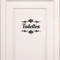 french toilettes floral bathroom door sticker waterproof vinyl toilet door decal