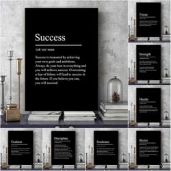 minimalist motivational wall art canvas – success definition poster for focus & discipline