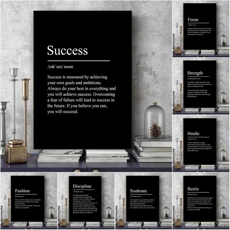 Minimalist Motivational Wall Art Canvas Success Definition Poster For Focus Discipline 0